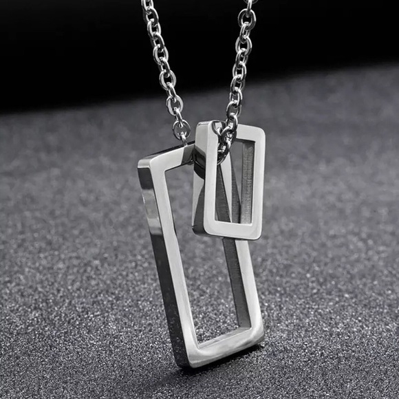 Unisex Stainless Steel Geometric Pendant Necklace - Picture 5 of 6